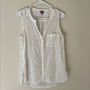 Eddie Bauer White Semi Sheer Sleeveless Blouse with Dots
